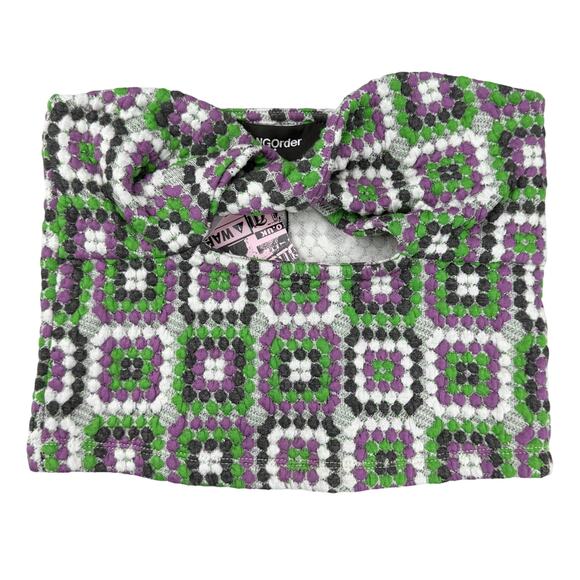 NWT NGOrder Pacsun Jacquard Multi Dot Crop Top Sz 2 - Picture 6 of 9